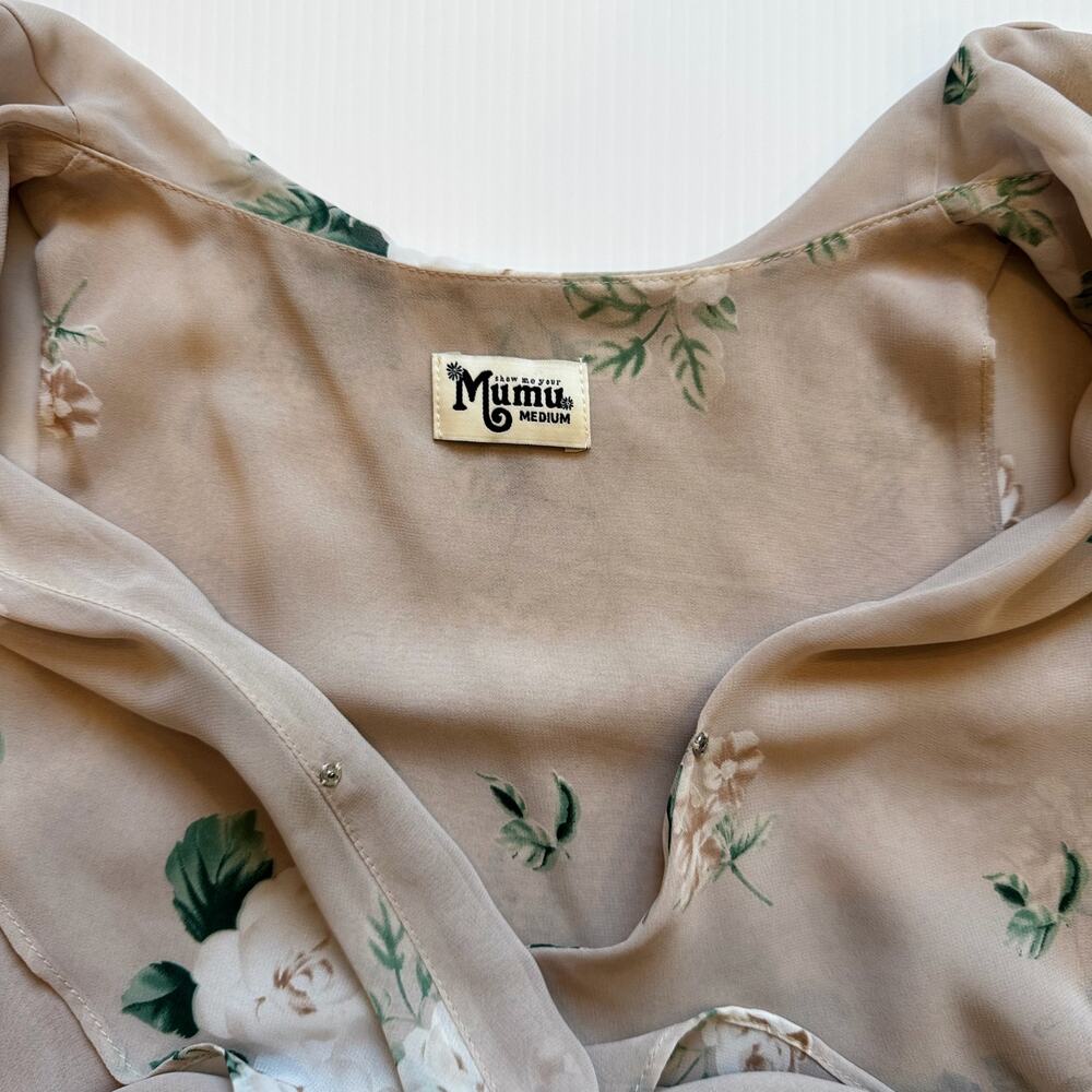 Show Me Your Mumu Floral Maxi Dress Women's Medium Chiffon Coquette Cottagecore - Picture 14 of 16